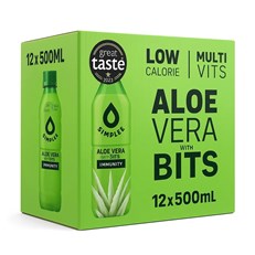 Simplee Aloe Vera Drink Original With Real Aloe Pieces 500ml (12 Pack)