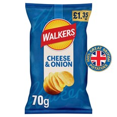 Walkers Crisps Cheese & Onion 70g £1.35 18 Pack