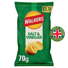 Walkers Crisps Salt & Vinegar  70g 18 Pack £1.35