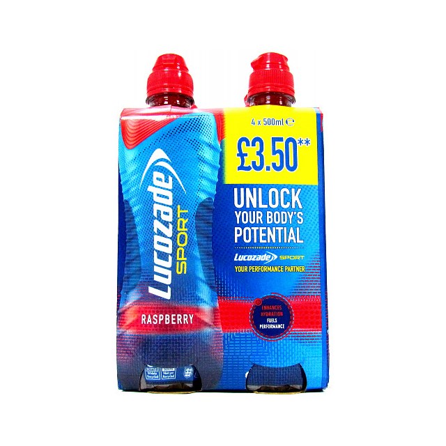 LUCOZADE SPORT RASPBERRY 500ml £3.50 (4 PACK)