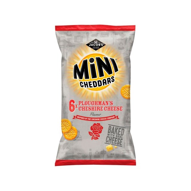JACOBS MINI CHEDDARS PLOUGHMANS CHESHIRE CHEESE 25g (12 x 6 PACK)