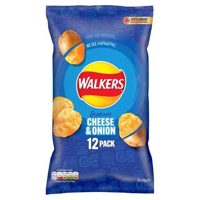 WALKERS CHEESE & ONION 25g (12 PACK)