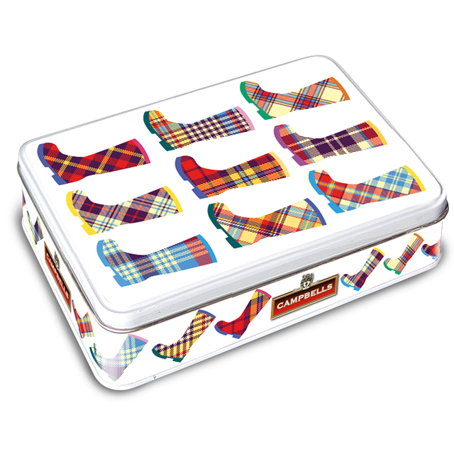 Campbells All Butter Shortbread Tartan Wellies Tin 150g (12 Pack)