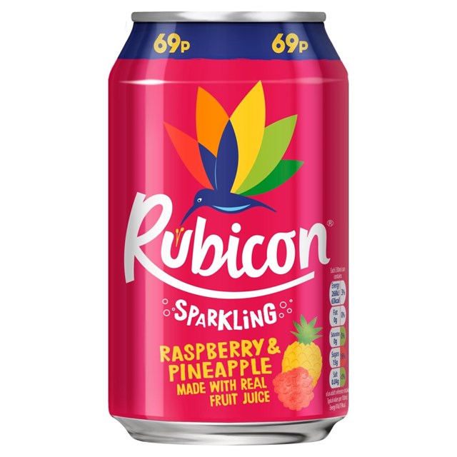 RUBICON SPARKLING RASPBERRY & PINEAPPLE 330ml 69p (24 PACK)