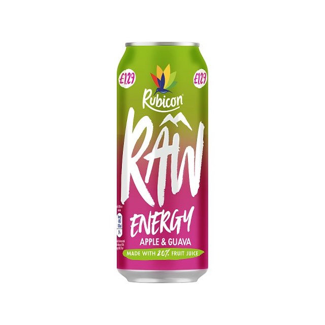 RUBICON RAW ENERGY DRINK APPLE & GUAVA 500ml £1.29 (12 Pack)