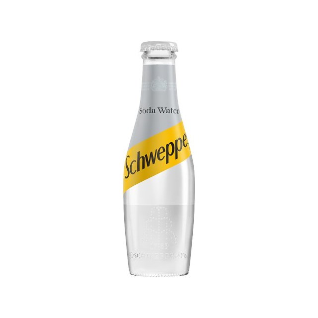 Schweppes Soda Water Glass Bottles 200ml (24 Pack)