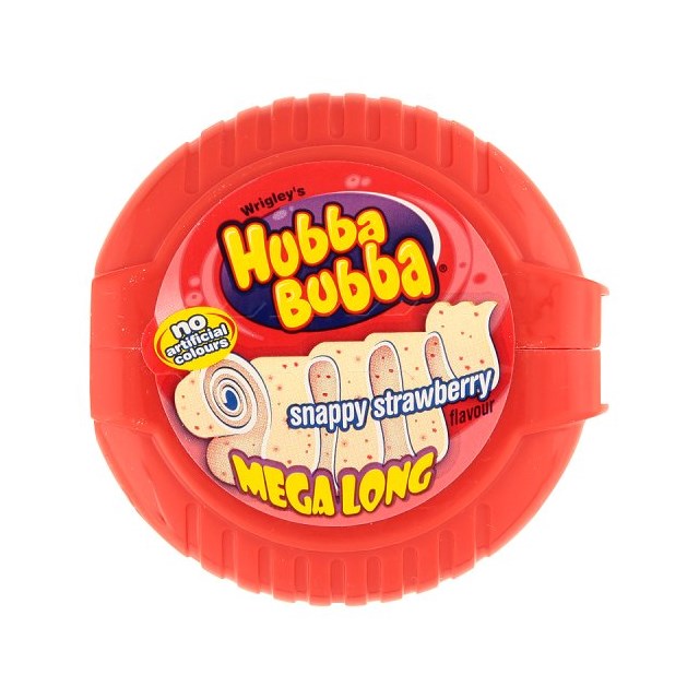 HUBBA BUBBA SNAPPY STRAWBERRY MEGA LONG TAPE 56g (12 PACK)