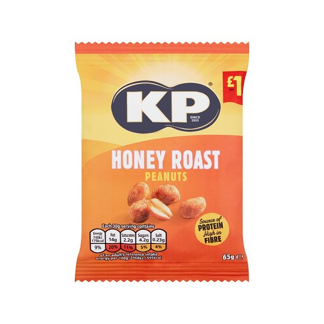 KP HONEY ROAST PEANUTS 65g £1 (16 pack)