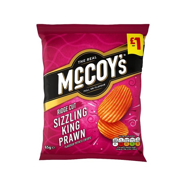 MCCOYS SIZZLING KING PRAWN 65g £1 (20 Pack)