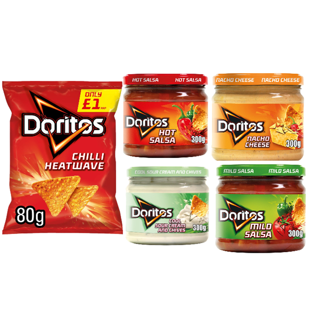 DORITOS DIP 6 PACK 300G ASSORTED + 6 BAGS DORITOS CHILLI HEATWAVE SPECIAL DEAL