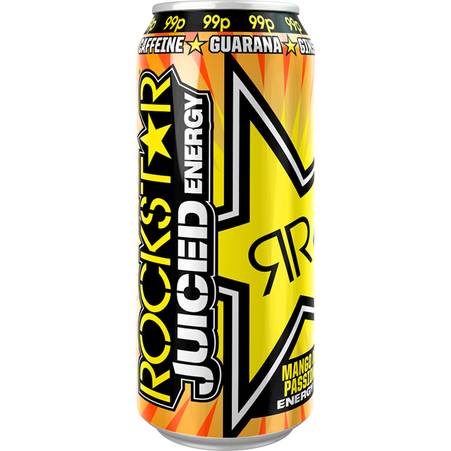 ROCKSTAR ENERGY DRINK JUICED MANGO ORANGE & PASSIONFRUIT 99P 500ml 12 CANS