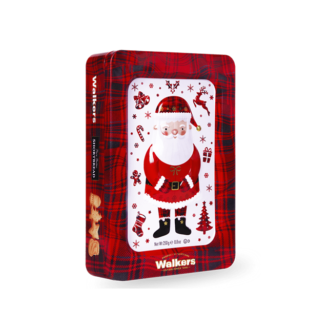 *WALKERS PURE BUTTER SHORTBREAD SANTA CLAUS TIN 250g