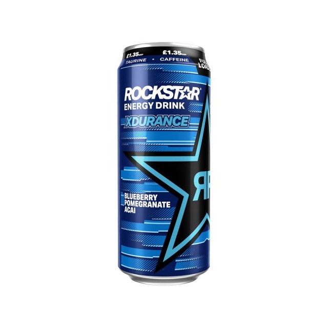 ROCKSTAR ENERGY XDURANCE FULLY LOADED BBERRY PGRANATE ACAI 500ml £1.35 12 CANS
