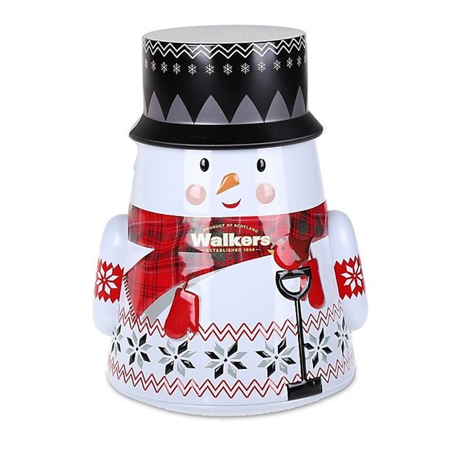 *WALKERS PURE BUTTER SHORTBREAD WOBBLY SNOWMAN TIN 200g