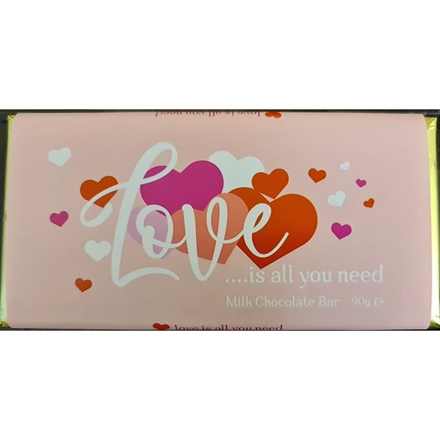 LOVE IS ALL YOU NEED MILK CHOCOLATE BAR 90g