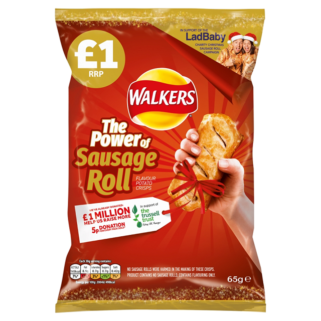 WALKERS CRISPS SAUSAGE ROLL 65g £1 (15 PACK) 13 FEBRUARY DATED