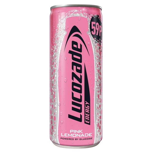 LUCOZADE 59P ENERGY PINK LEMONADE