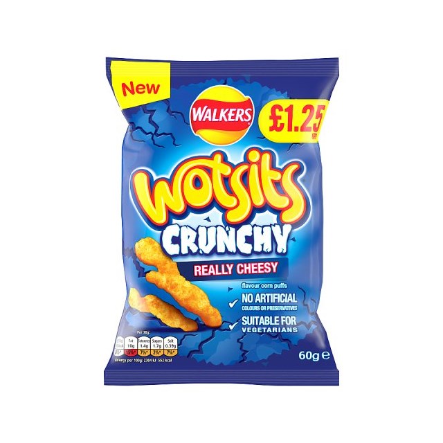 WALKERS WOTSITS CRUNCHY REALLY CHEESY 60g £1 (15 Pack)