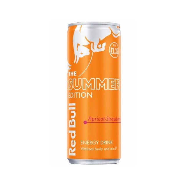 RED BULL ENERGY DRINK SUMMER EDITION APRICOT STRAWBERRY 250ml £1.35 (12 PACK)