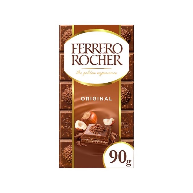 FERRERO ROCHER MILK CHOCOLATE TABLET 90g (16 Pack)