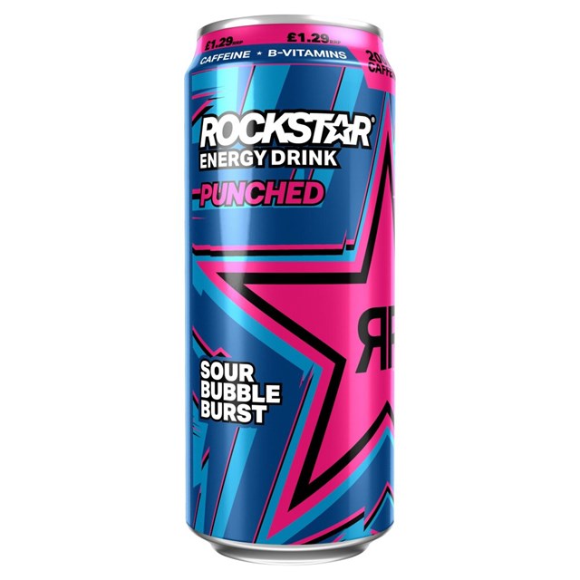 ROCKSTAR ENERGY DRINK PUNCHED SOUR BUBBLE BURST £1.19 500ml 12 CANS