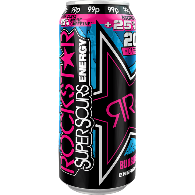 ROCKSTAR ENERGY DRINK SUPERSOURS BUBBLEBURST 99P 12 CANS