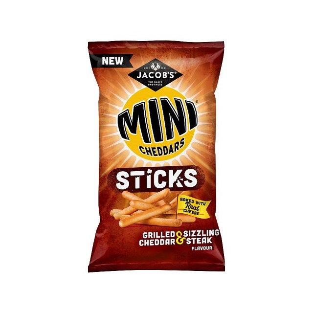 JACOBS MINI CHEDDARS STICKS CHEDDAR & STEAK 150g (8 PACK)