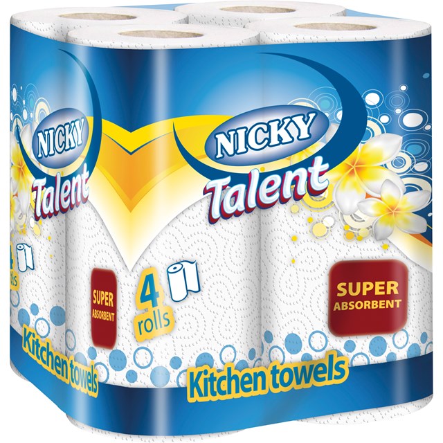 NICKY TALENT KITCHEN ROLL 4PACK 2-PLY DECORATED