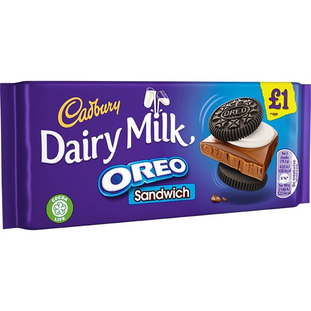 CADBURYS DAIRY MILK OREO SANDWICH £1 96g (15 PACK)