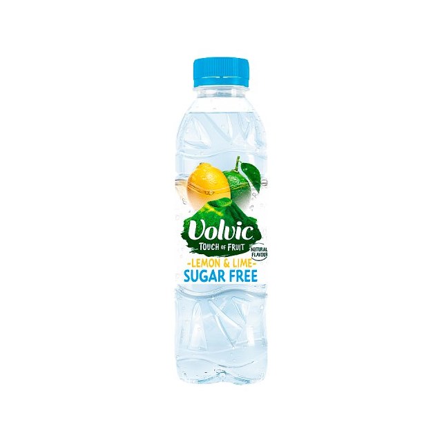 VOLVIC TOUCH OF FRUIT SUGAR FREE LEMON & LIME 500ml (12 PACK)