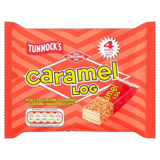 Tunnocks Caramel Logs Delicious Coconut Covered Wafer Biscuits 18 x 4 Pack