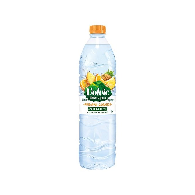 VOLVIC TOUCH OF FRUIT PINEAPPLE & ORANGE VITALITY 1.5 Litre (6 PACK)