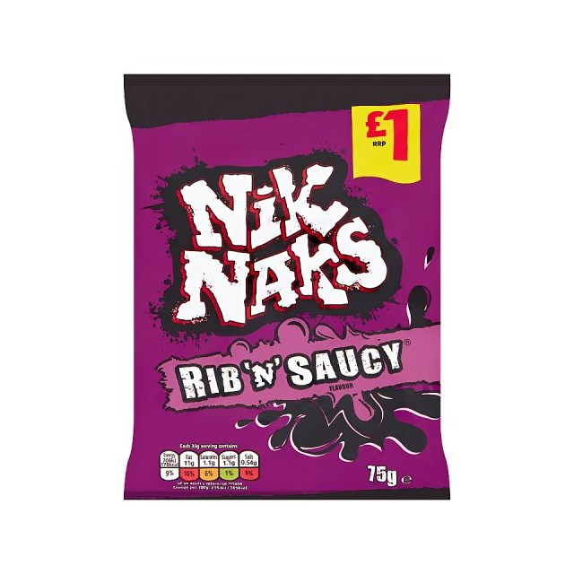 Nik Naks Rib 'N' Saucy 75g £1 (20 Pack)