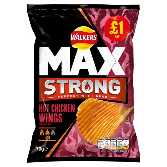 WALKERS £1 MAX STRONG HOT CHICKEN WINGS