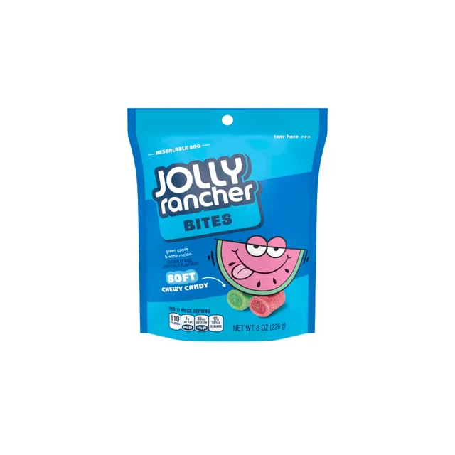 JOLLY RANCHER BITES GREEN APPLE & WATERMELON SOFT CHEWY CANDY 226g