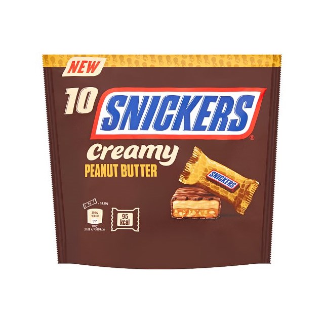 SNICKERS CREAMY PEANUT BUTTER POUCH 182g 10 Bars (7 Pack)