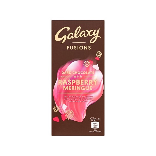 GALAXY FUSIONS DARK CHOCOLATE WITH RASPBERRY MERINGUE 100g (20 pack)