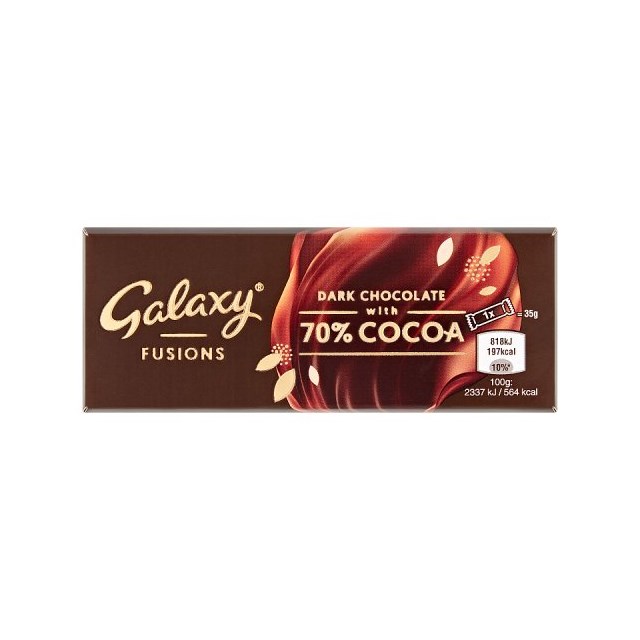 GALAXY FUSIONS DARK CHOCOLATE WITH 70% COCOA 35g (19 pack)