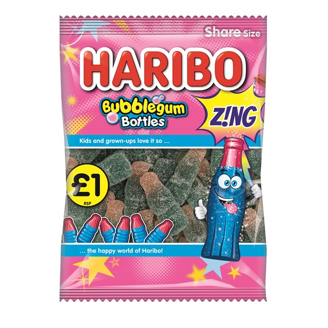 HARIBO £1 FIZZY BUBBLEGUM BOTTLES