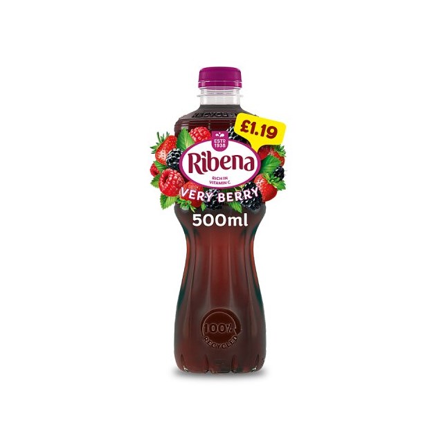 RIBENA VERY BERRY 500ml £1.19 (12 PACK)