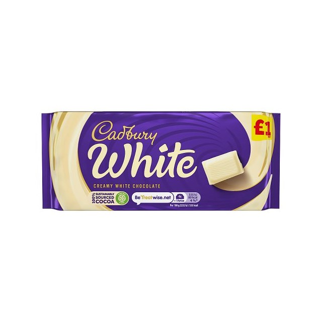 CADBURYS WHITE CHOCOLATE 90g £1 (24 pack)
