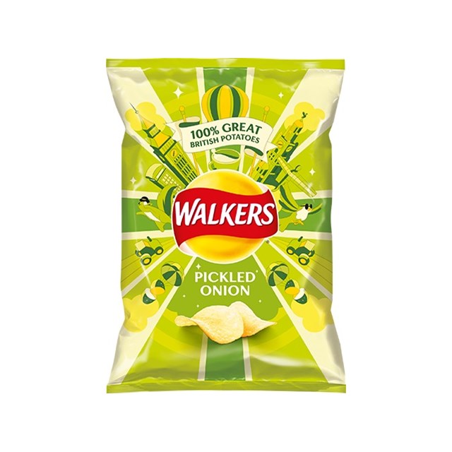 Walkers Crisps Pickled Onion 32.5g 32 Pack