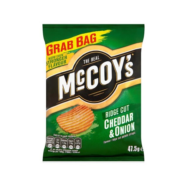 MCCOYS CHEDDAR & ONION RIDGE CUT CRISPS 45g (36 PACK)