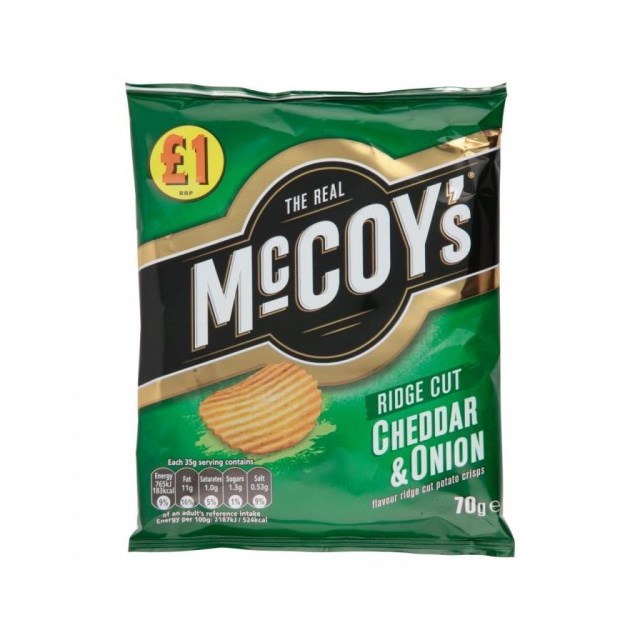 MCCOYS £1 CHEDDAR & ONION 65g (16 PACK)