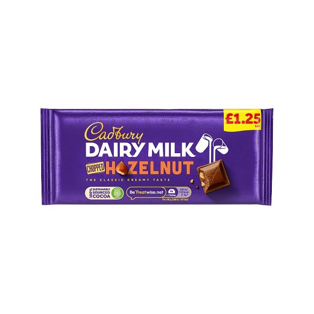 CADBURYS DAIRY MILK CHOPPED NUTS £1 95g (22 PACK)