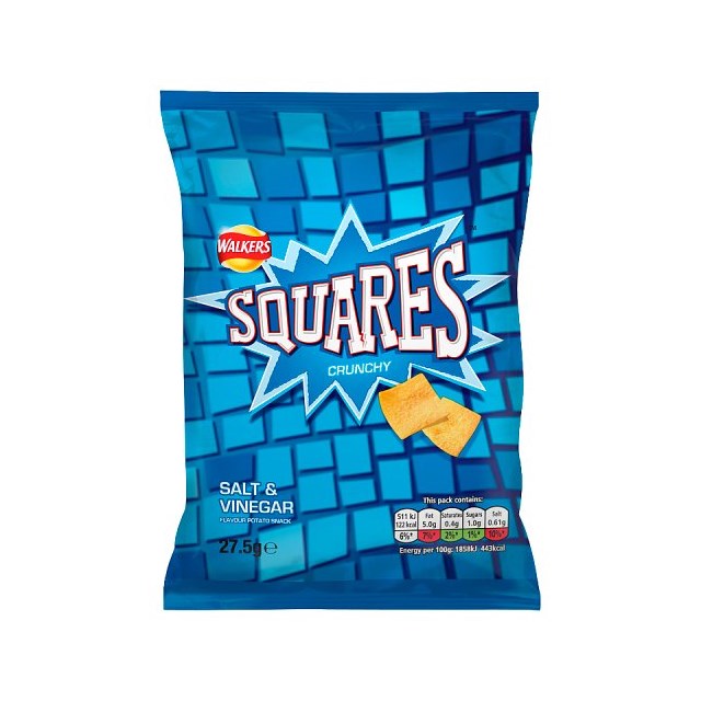 Walkers Squares Salt & Vinegar 27.5g 32 Pack