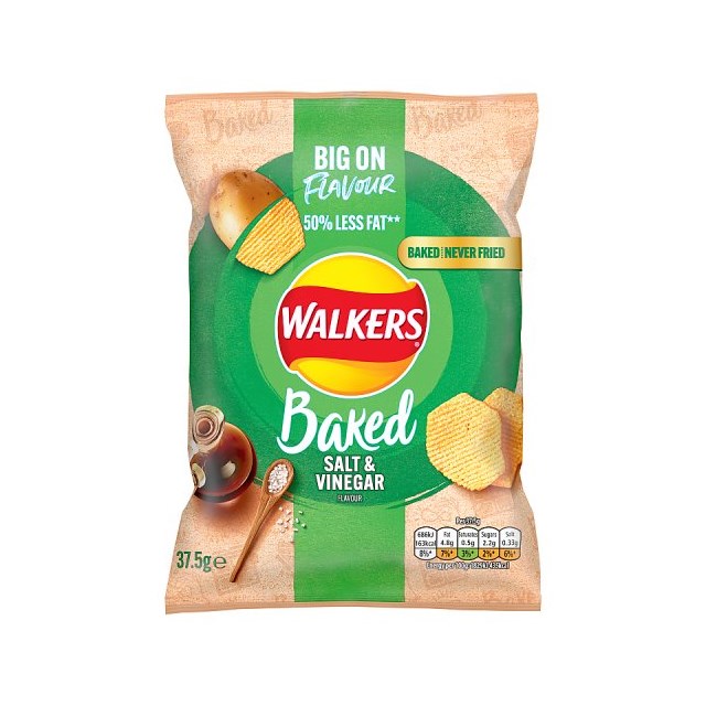 Walkers Baked Salt & Vinegar 37.5g (32 Pack)