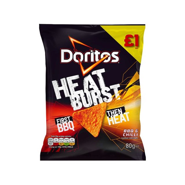 DORITOS £1 HEATBURST BBQ & CHILLI