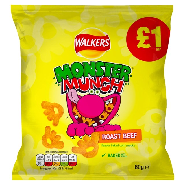 WALKERS MONSTER MUNCH £1 ROAST BEEF 60g (15 PACK)