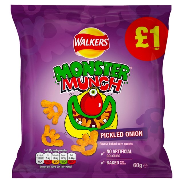 WALKERS MONSTER MUNCH £1 PICKLED ONION 60g (15 PACK)